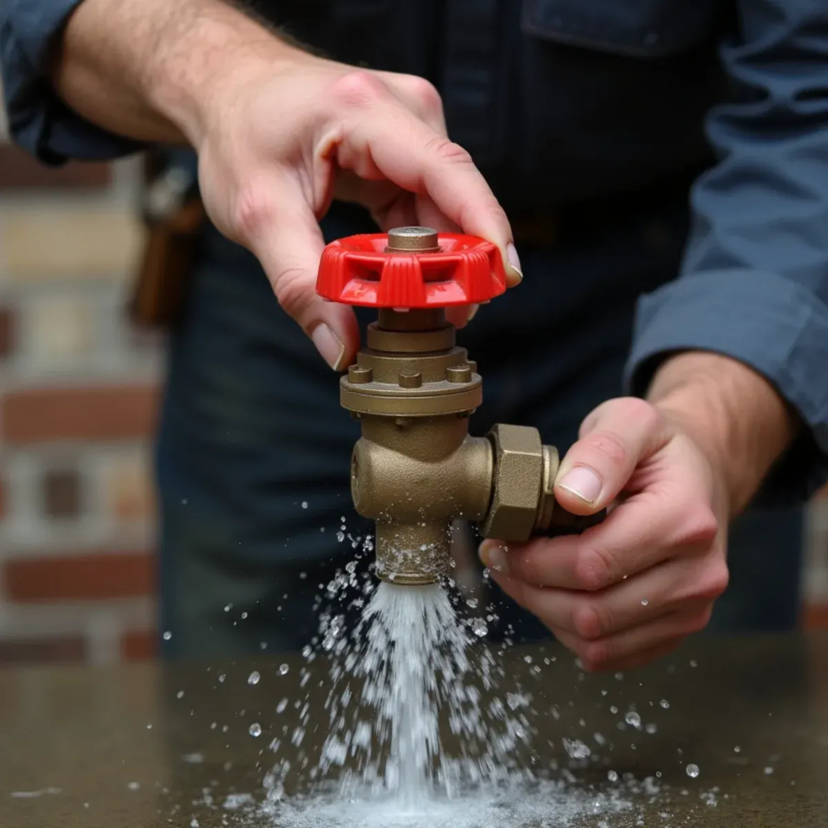 Quickly closing main brass ball valve to isolate high-pressure water pipe rupture